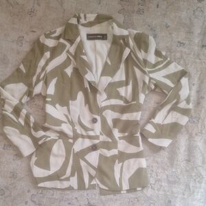 Neutral Olive Patterned Notched Blazer